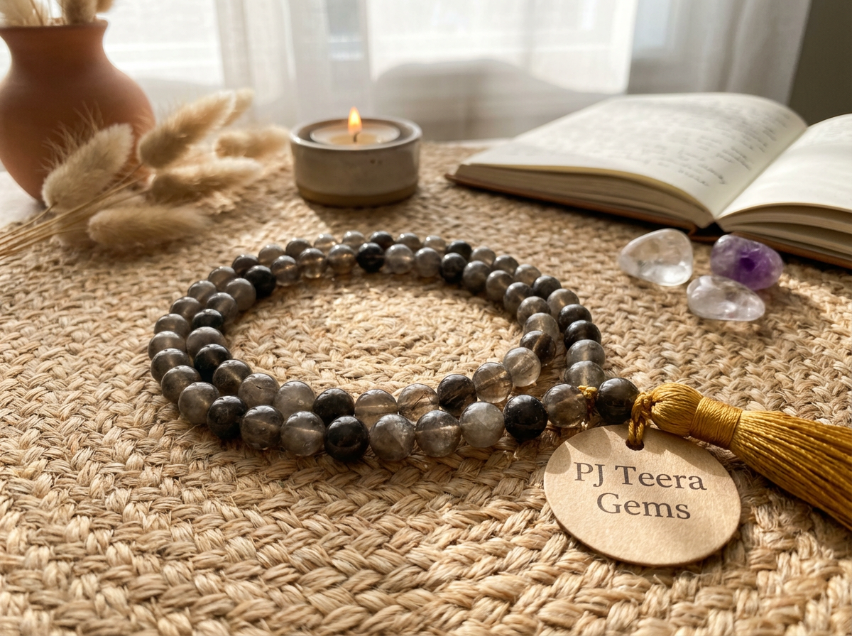 Smoky Quartz Mala | 108 Bead Grounding & Protection Necklace | knotted mala | japa mala 3